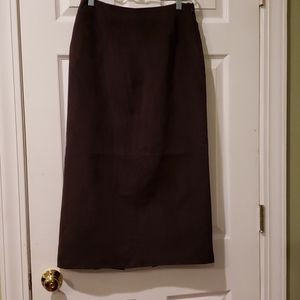 Faux suede/nubuck Brown midi skirt. Like new condition!